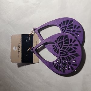Puple Wood Earrings Costume Jewelry
